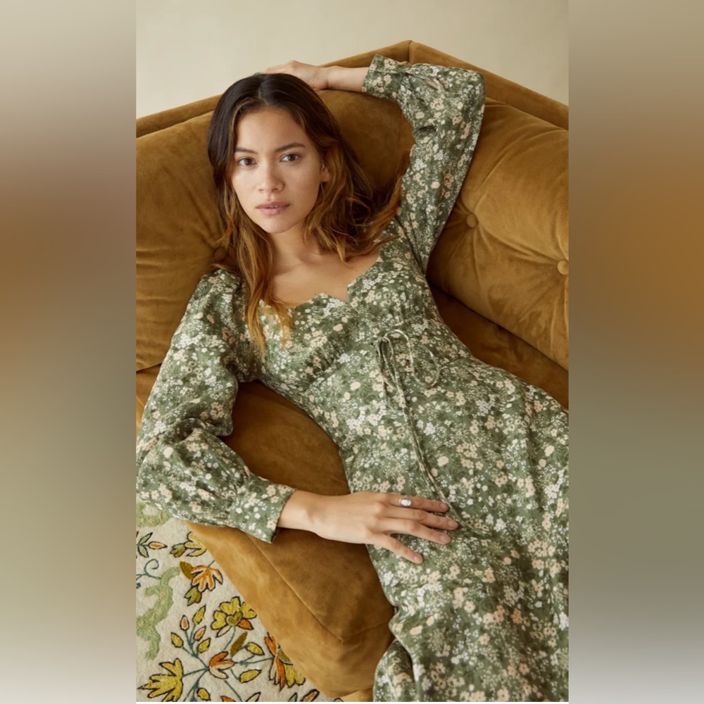 NEW Reformation Anton Linen Floral Dress